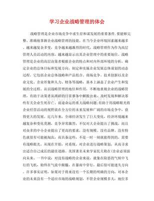 學(xué)習(xí)企業(yè)戰(zhàn)略管理的體會(huì)